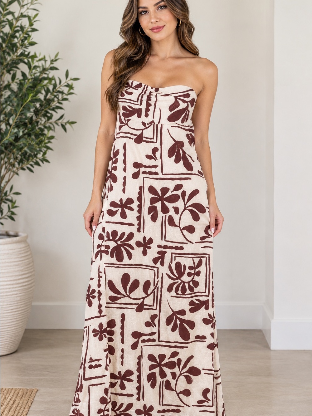 Paper Heart Cream and Brown Floral dress